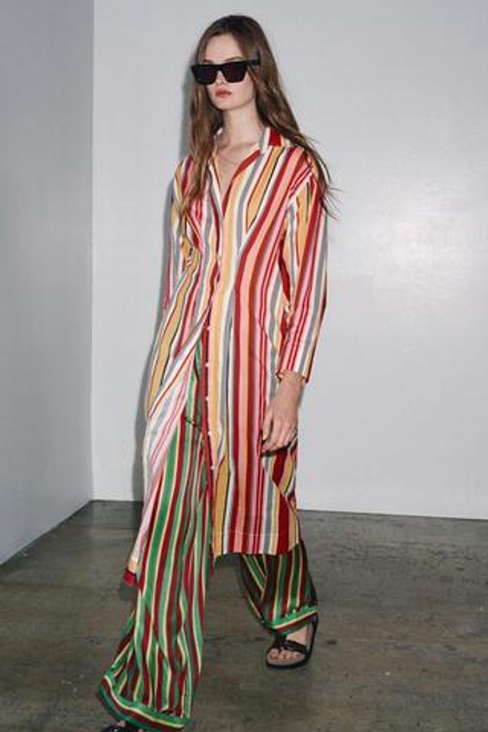 ZARA ПЛАТЬЕ-РУБАШКА В ПОЛОСКУ — ZW COLLECTION, РАЗНОЦВЕТНЫЙ