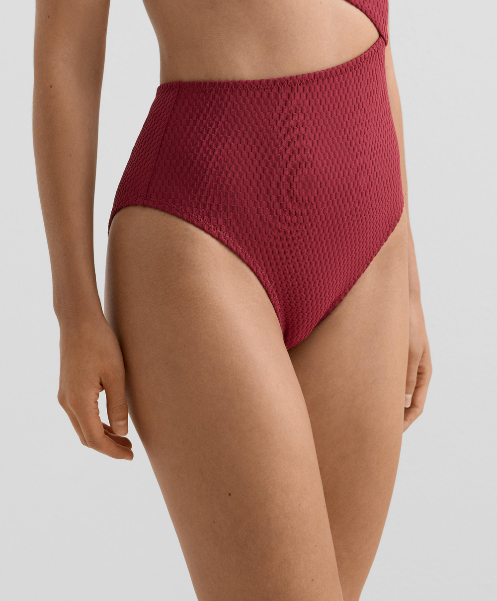 OYSHO Асимметричный купальник с жаккардовым узором, сливовый