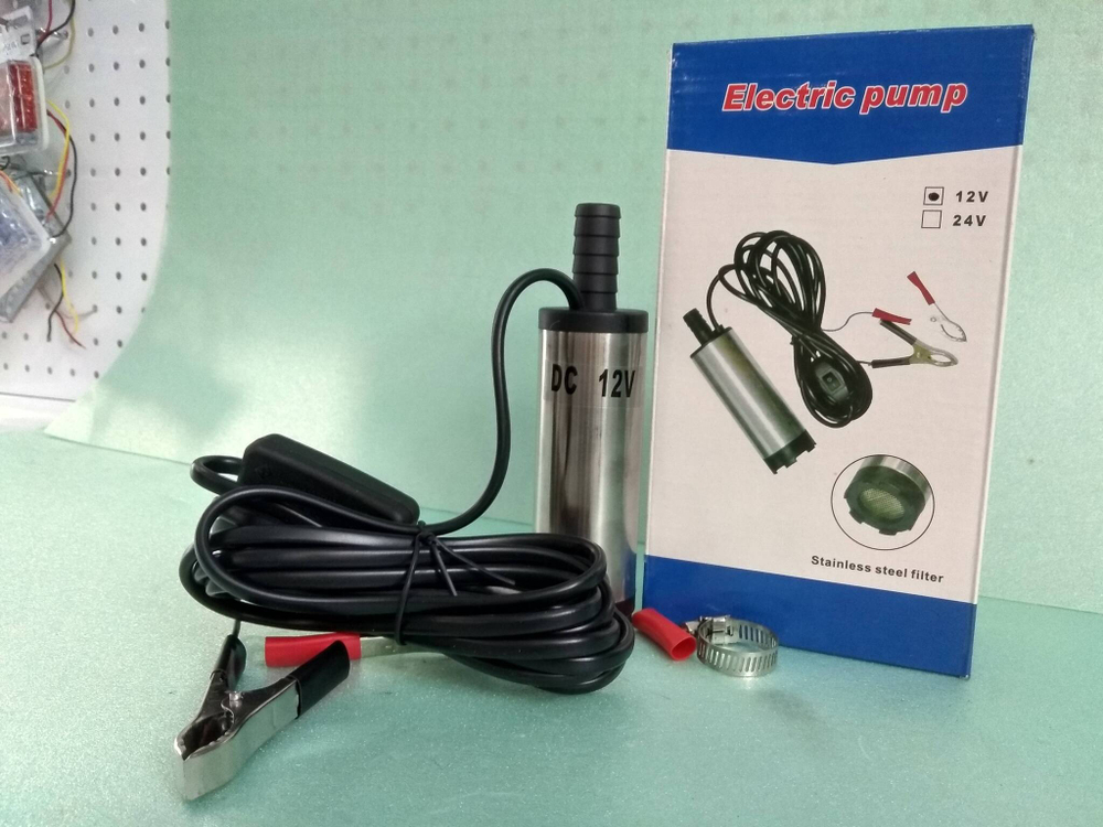 Погружной нaсос перекачки топлива (несъёмный фильтр, 12V, D38) (20*11*6 Вес. 0,3)