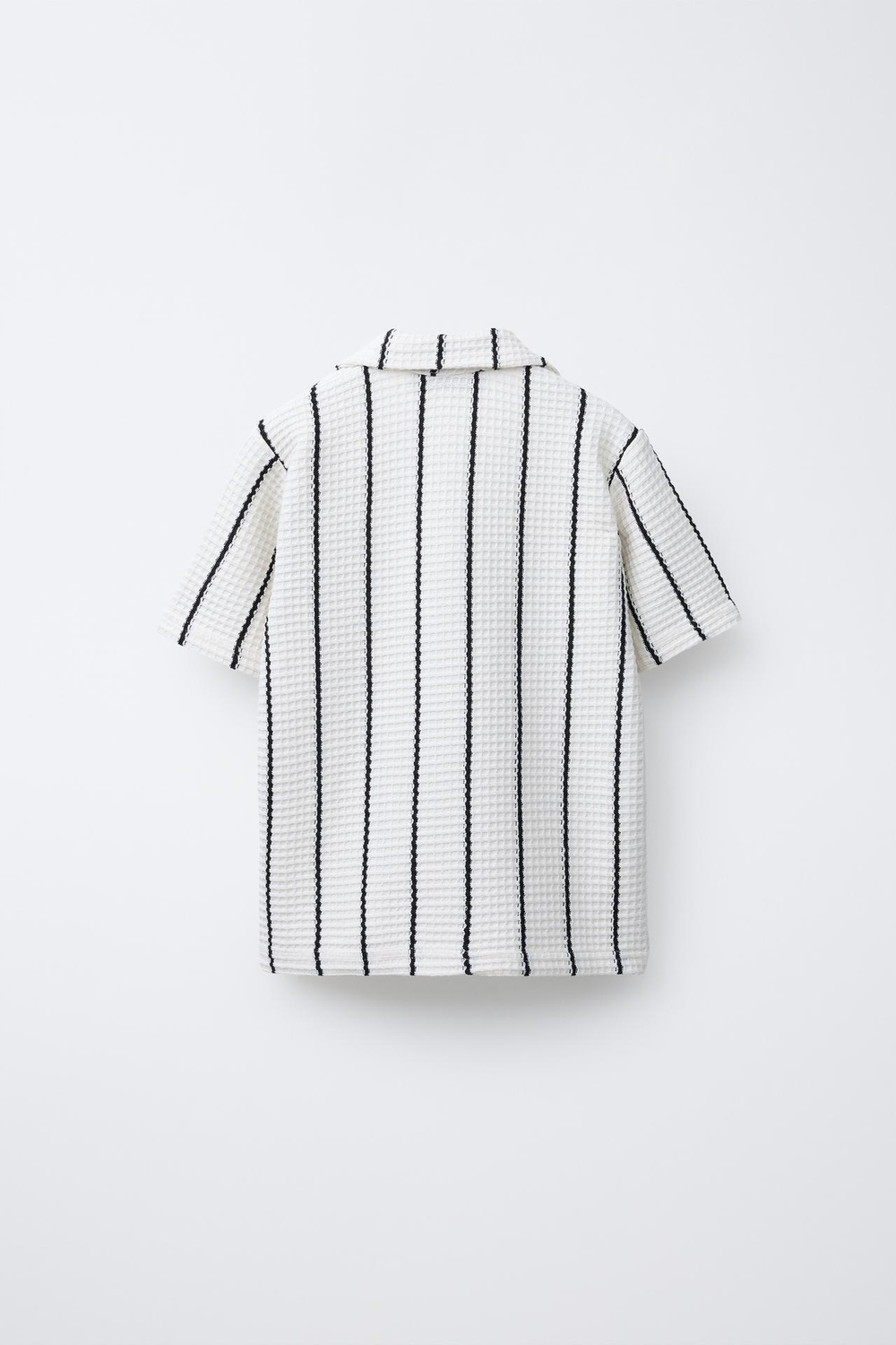 ZARA РУБАШКА В ПОЛОСКУ ИЗ КРУЖЕВА КРОШЕ, ЭКРЮ/ЧЕРНЫЙ