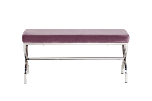 47ED-BEN006-LL Банкетка дымчато-сиреневый велюр/хром 99*43*46см