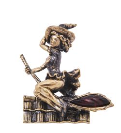 Народные промыслы AM-4201 Фигурка «Ведьмочка на крыше» (латунь, янтарь)