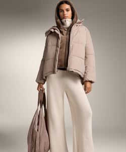 Oysho Вязаная толстовка с отложным воротником, экрю