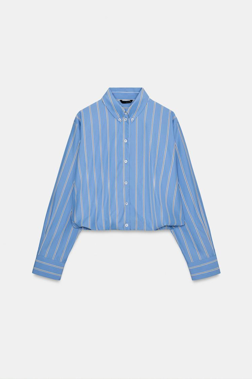 ZARA РУБАШКА GLOBO В ПОЛОСКУ, СИНИЙ/БЕЛЫЙ