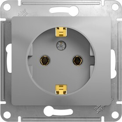 Розетка 1-м с заземл. СП алюминий GSL000343