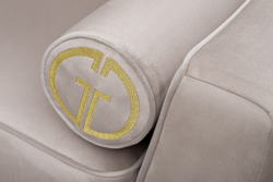 Диван велюровый трехместный Garda Decor Madrid Memory бежевый с кантом