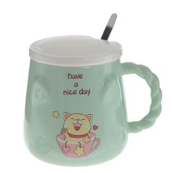 GAEM Кружка с крышкой и ложкой, 400 мл, L12 W9 H10 см, 4в.