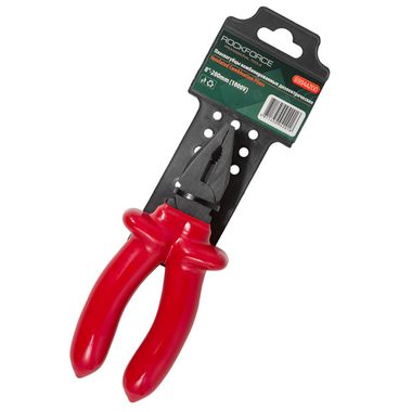 Плоскогубцы комбинированные диэлектрические 8''-200мм (1000V), на пластиковом держателе RockForce##Rock FORCE RF-6994A200