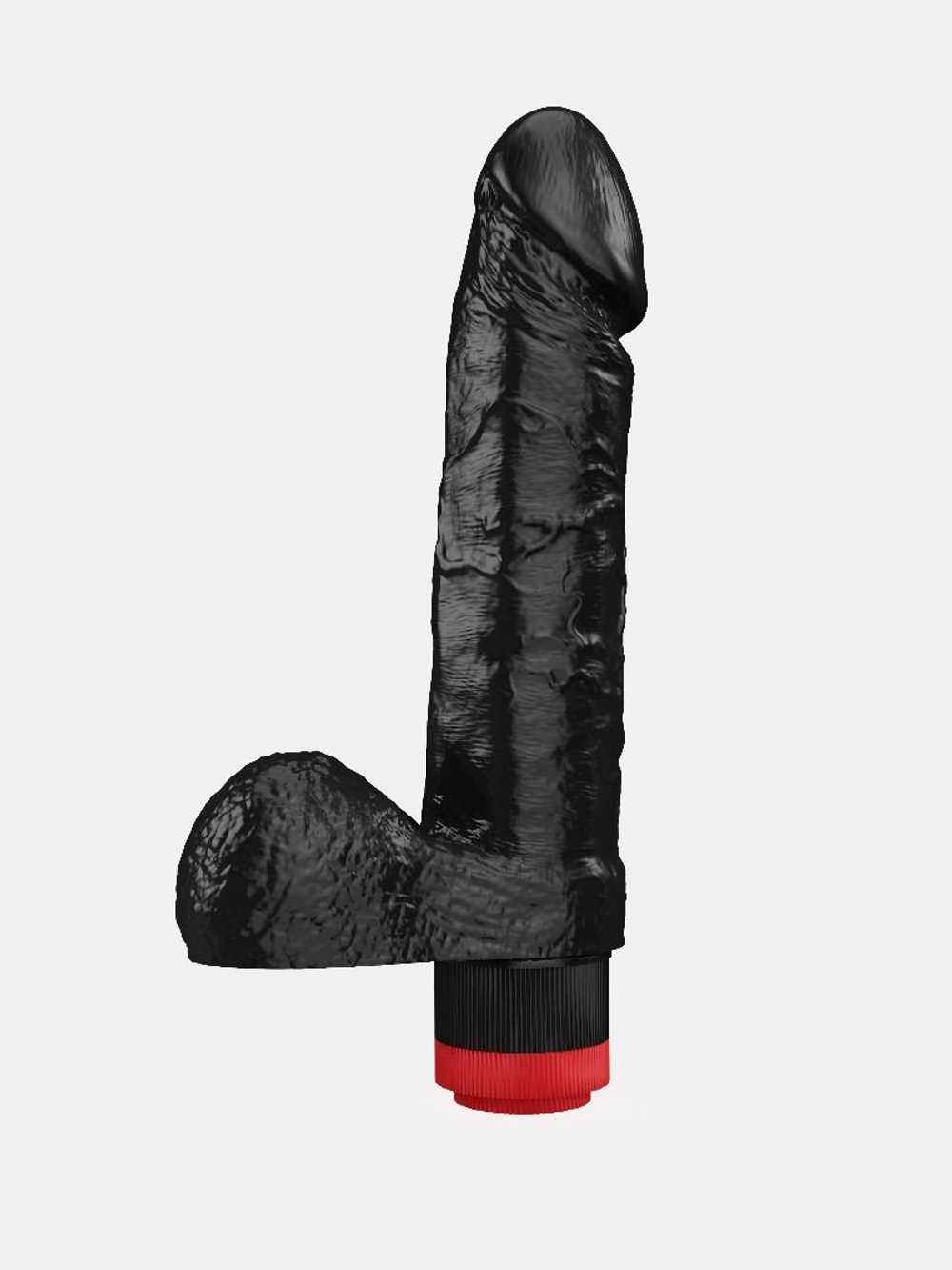 Вибратор LOVETOY чёрный, 16 см, с пышной мошонкой