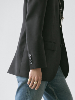 Massimo Dutti Шерстяной блейзер с тремя пуговицами, черный