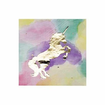 Салфетка Единорог золотой 33см, 6 шт