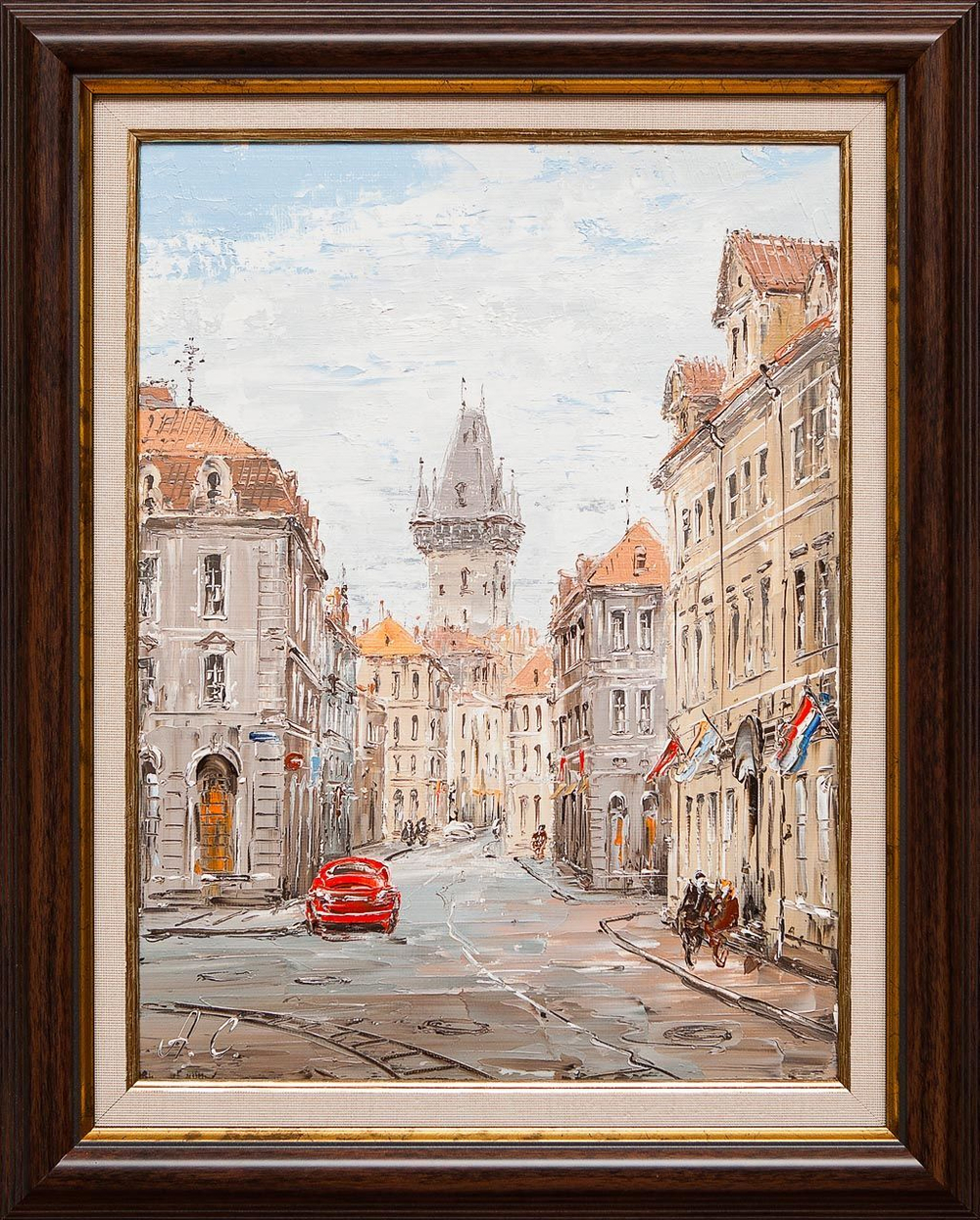 Картина маслом "Прага" Стеняев. В раме