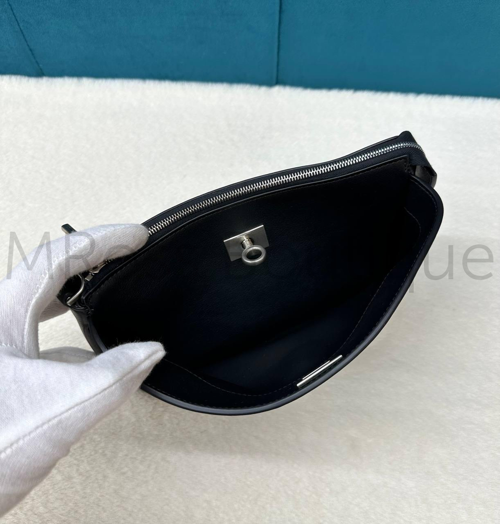 Сумка Balenciaga Rodeo черная кожаная с серебристой застежкой