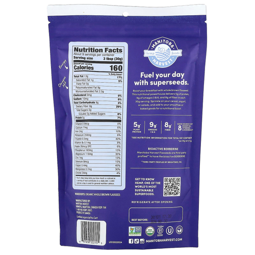 Manitoba Harvest, Органическое цельное льняное семя, 283 г (10 унций)