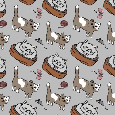 Коты на сером фоне