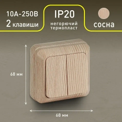 Выключатель Intro Quadro 2-104-11 двухклавишный 10А-250В IP20 ОУ сосна