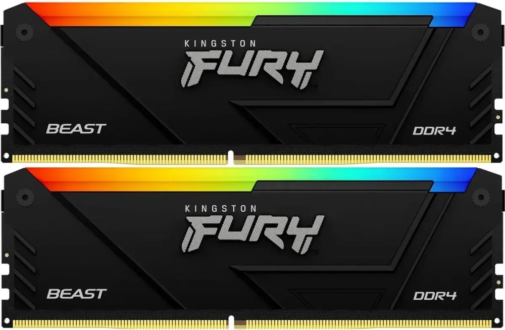 Оперативная память 32GB Kit (2x16Gb) DDR4 3200MHz Kingston FURY Beast RGB Black CL16 KF432C16BB12AK2/32WP