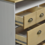 Комод деревянный Тэа 139х38х84 см с ящиками и полкой Тэа из массива сосны, 9 ящиков / белый, бейц