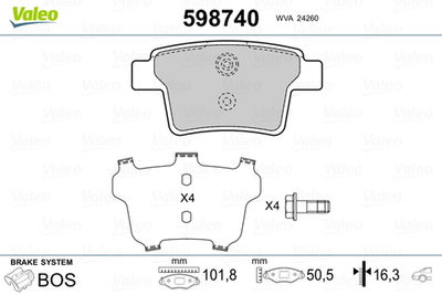 VALEO - 598740-VAL - Brake Pad Set, disc brake