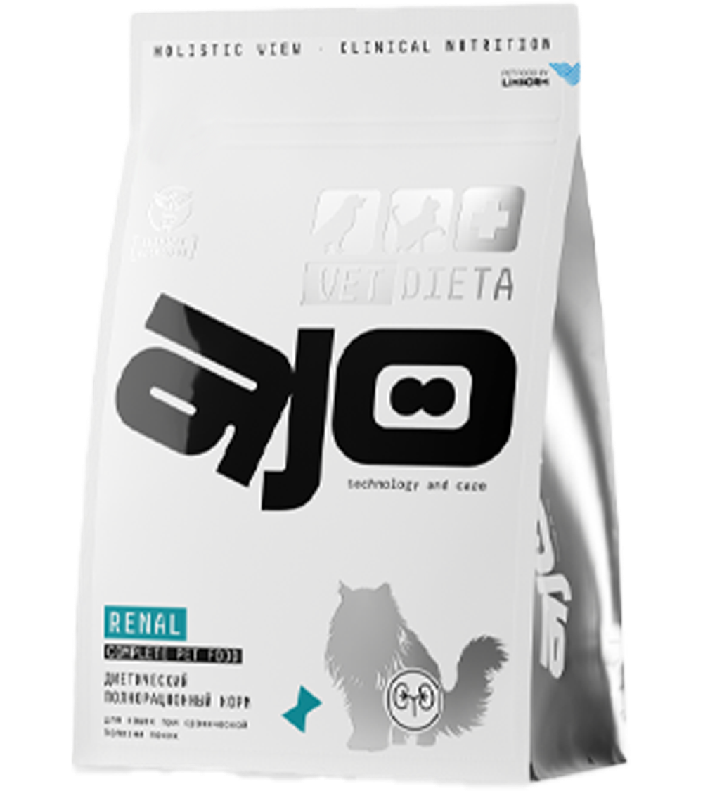 AJO Vet Dieta Renal сухой диетический корм для кошек при болезни почек 400гр.