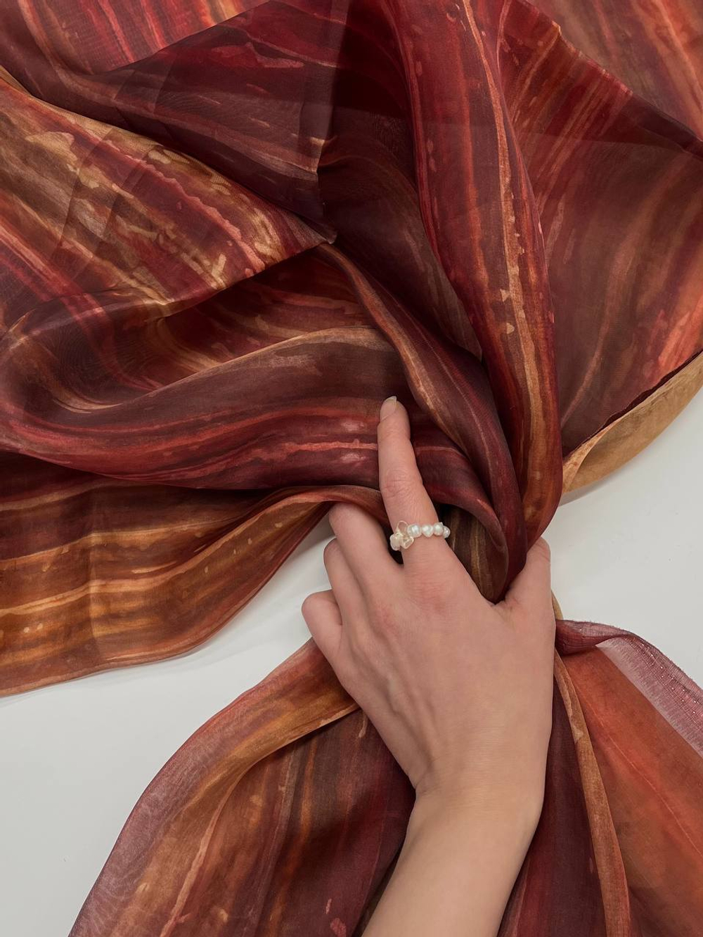 Шелк органза Etro коричневый с полосками