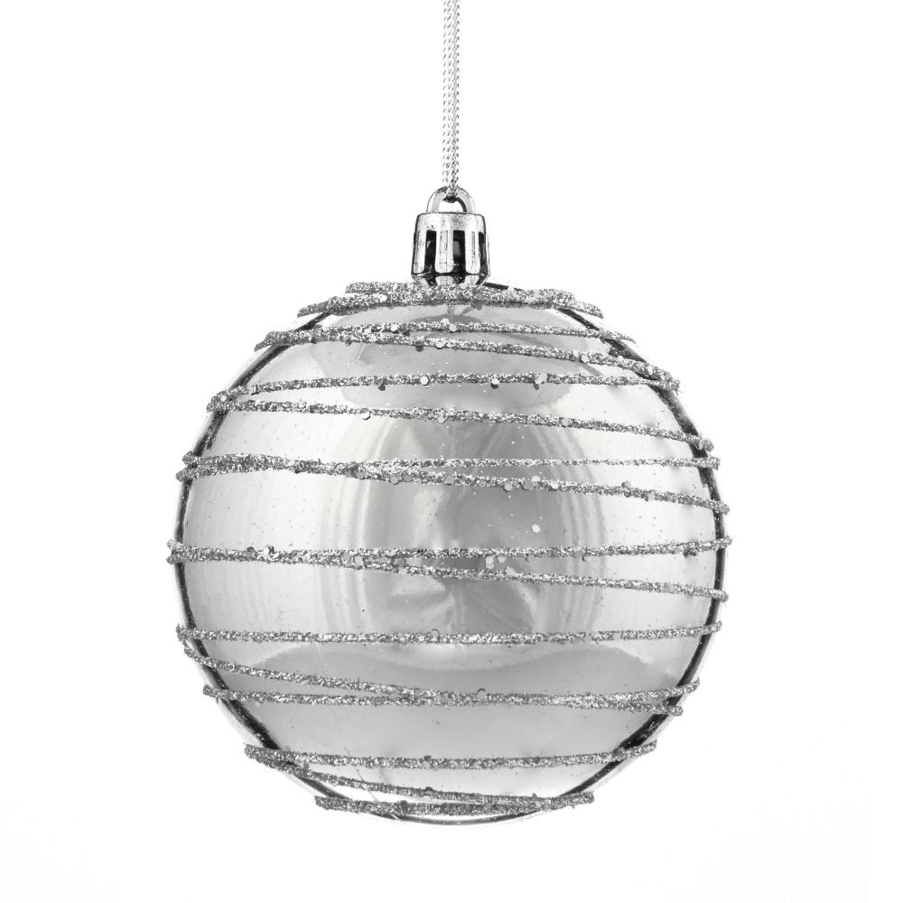 GAEM Набор из 12шт, Украшение новогоднее Шар "Спираль серебристая", D10 см, L44 W33 H11 см