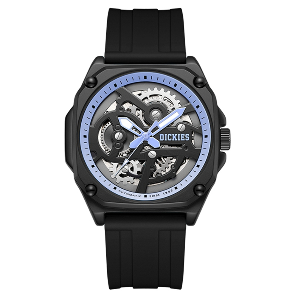 Dickies Wrist Watch Mechanical Movement Silicone Strap Black Dial Unisex