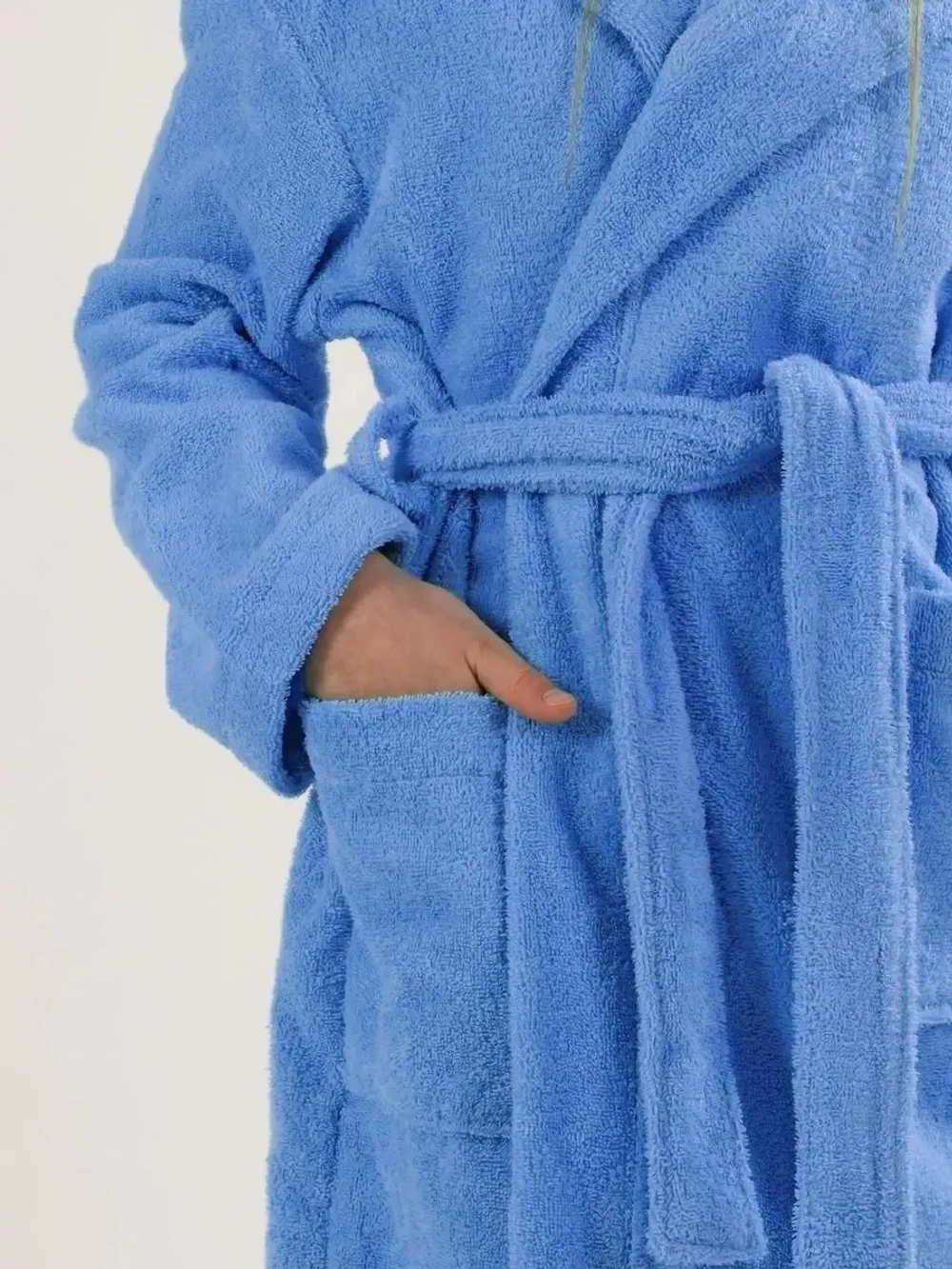 Халат детский махровый "Элит" с капюшоном, цвет: 012-Голубой
