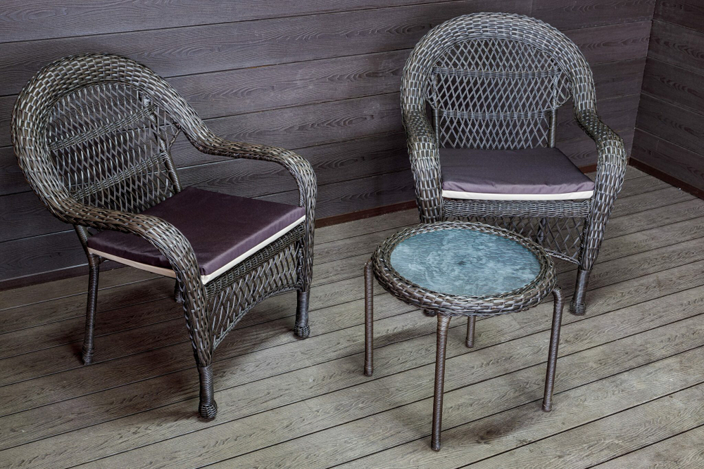 Садовый комплект из искусственного ротанга Мэдисон НЬЮ (Medison NEW) Balcony set с круглым столиком с подушками на сиденье