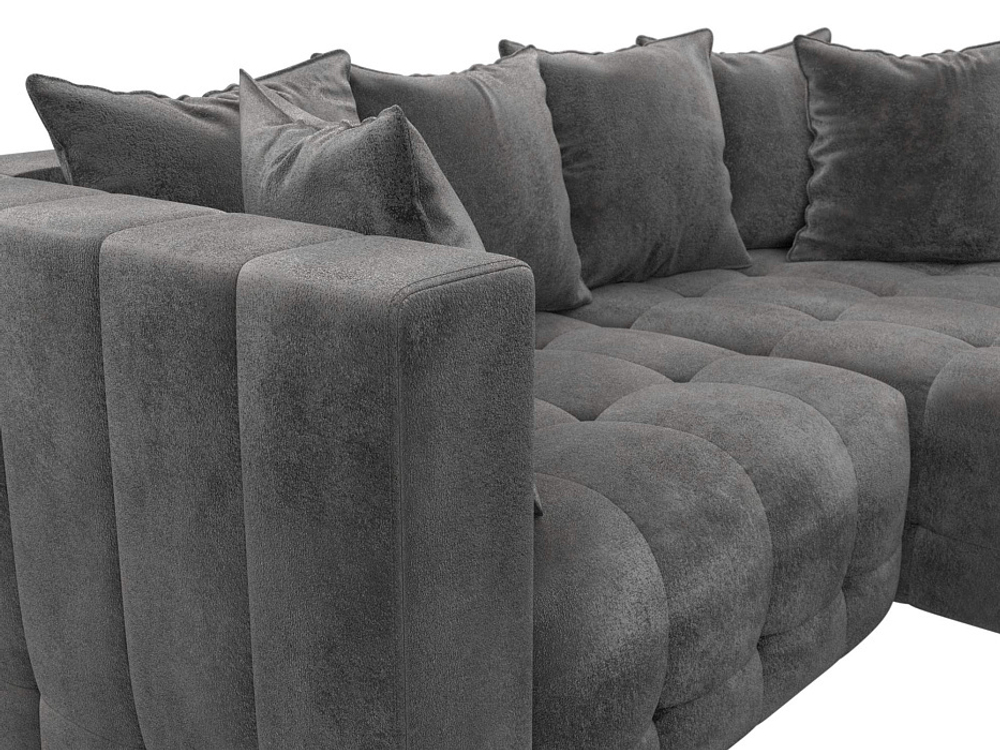 Диван угловой Лига-052 НПБ угол универсальный, TOWER 10 ВЕЛЮР серый