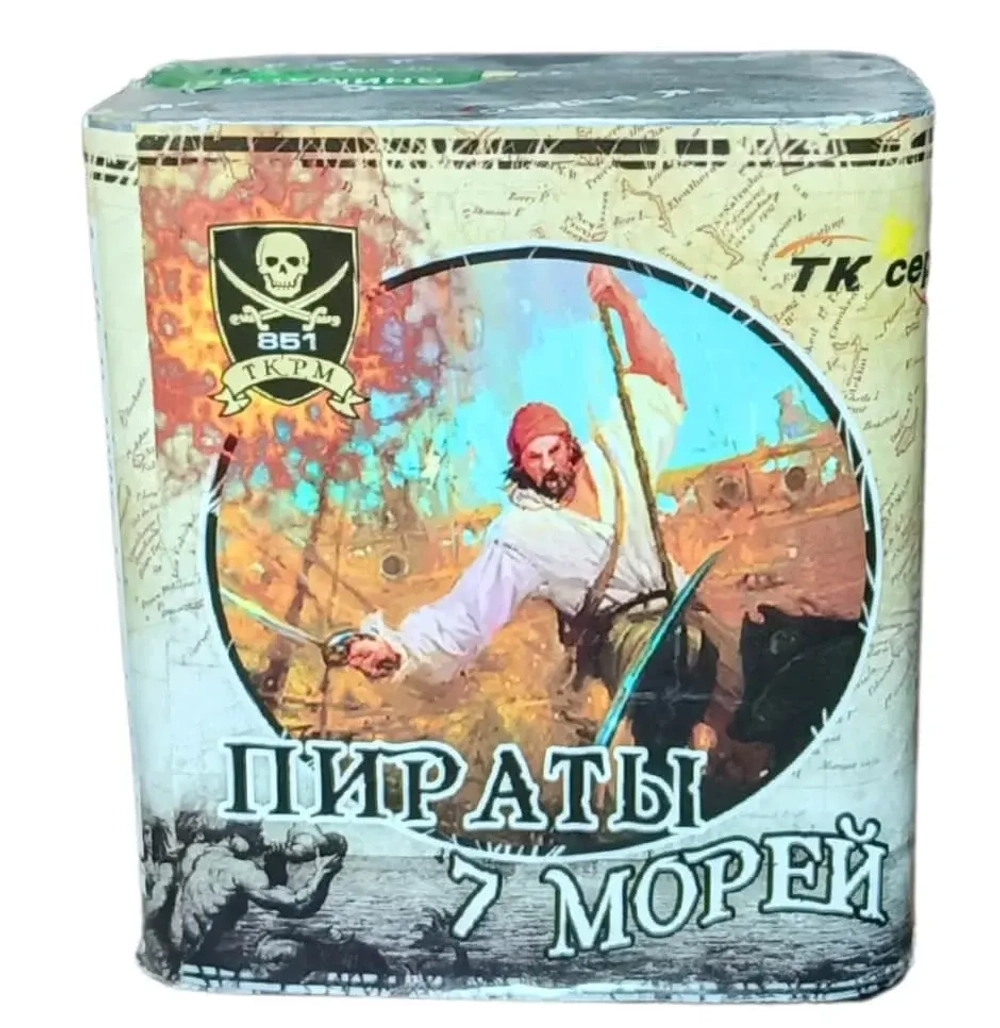 Батарея салютов Пираты семи морей (TKPM851) от Тк Сервис, 16 залпов, 25 мм