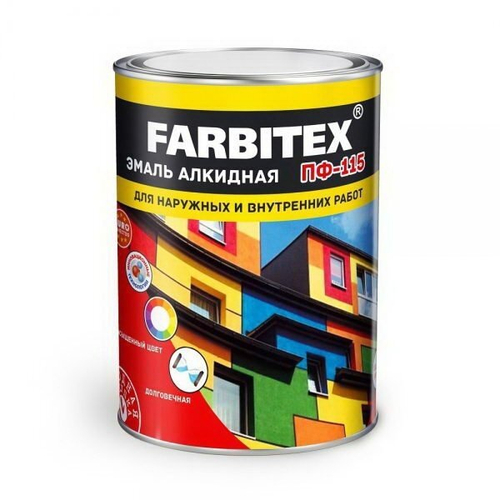 ЭМАЛЬ АЛКИДНАЯ FARBITEX ПФ-115 ЗЕЛЕНЫЙ 0,8КГ