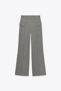 ZARA БРЮКИ ПИКЕ С КАРМАНАМИ, АНТРАЦИТОВО-СЕРЫЙ