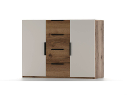 Харди комод широкий Дуб Делано Темный / Супермат Джелато