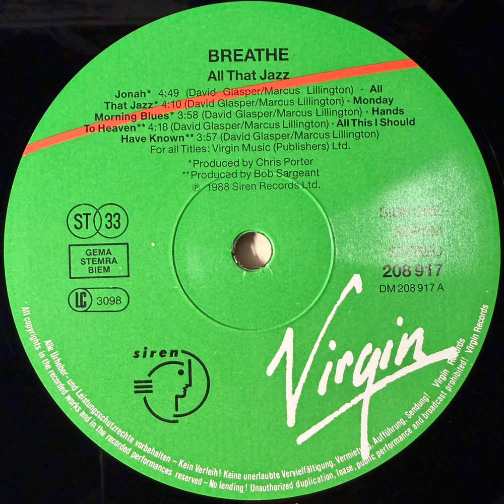 Breathe – All That Jazz (Европа 1988г.)Т