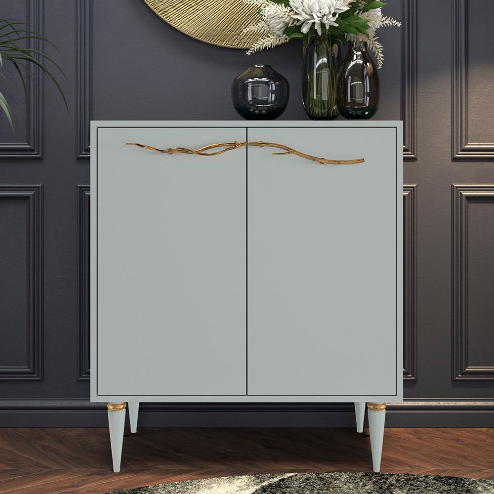 Комод Арт Колор matte Классик Голд с 2 полками Серый дым матовый