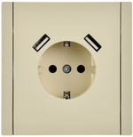 Розетка с заземлением с 2 USB  IEK FP-R14-16-U22-018-K10