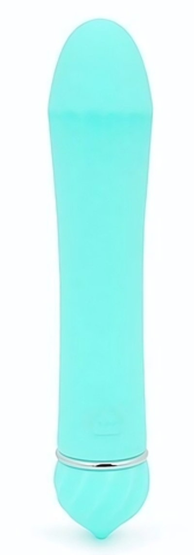 Бирюзовый гладкий вибратор с 11 режимами вибрации - 11,5 см. (Цвет: бирюзовый)