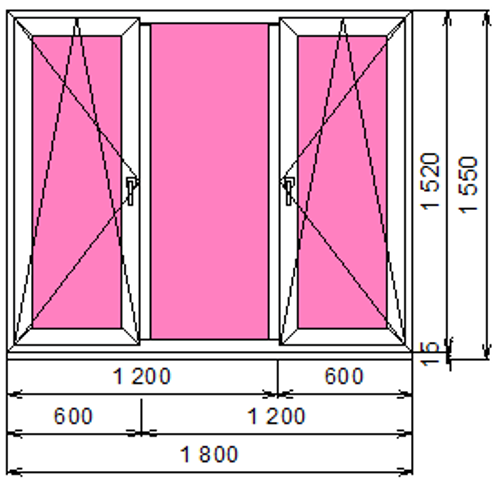 Пластиковое окно 1520 х 1800 ТермА Эко