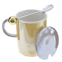 GAEM Кружка с крышкой и ложкой, 360 мл, L12 W9 H13 см, 4в.