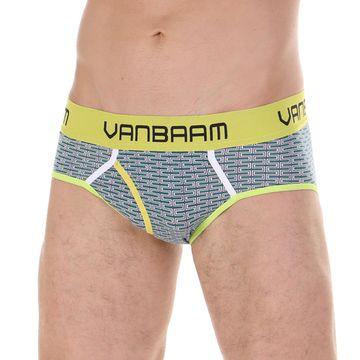 Трусы мужские брифы зеленые с принтом Van Baam VB45174