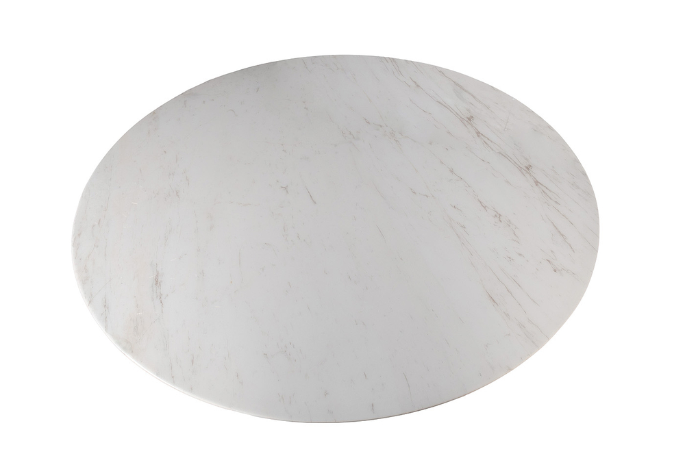 Стол обеденный Garda Decorенный Garda Decor, мрамор Волакас (Volakas), экокожа бежевая d160*75 см