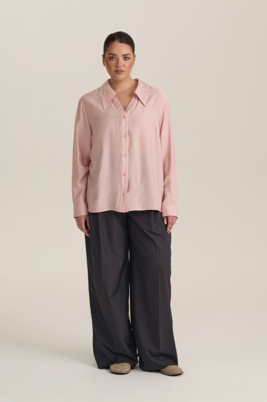 Блузка с отложным воротником, пудра