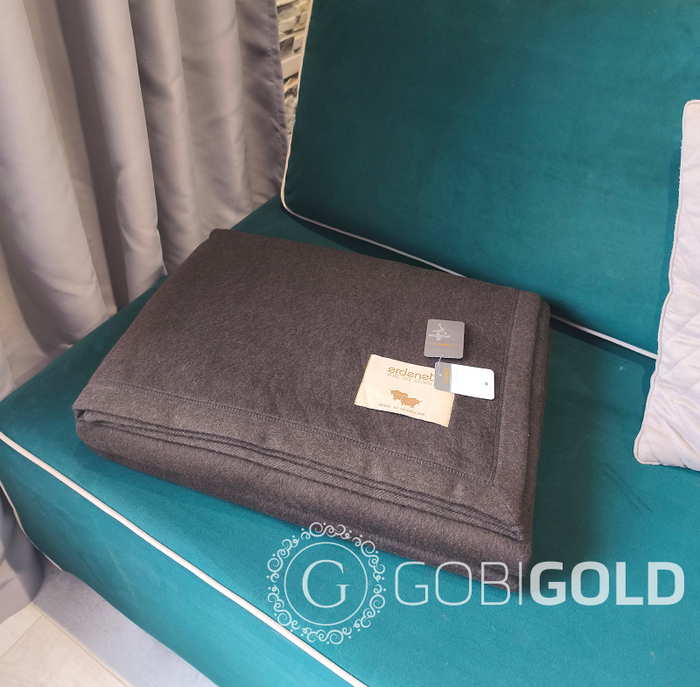 Одеяло тканое из 100% шерсти яка (ERDENET) 150x200 см. - серо-коричневое