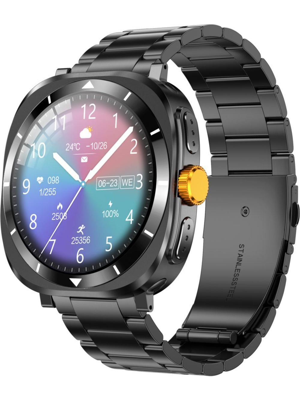 Смарт часы PARASMART CUBE F7 Ultra (металлический блочный браслет, черный)