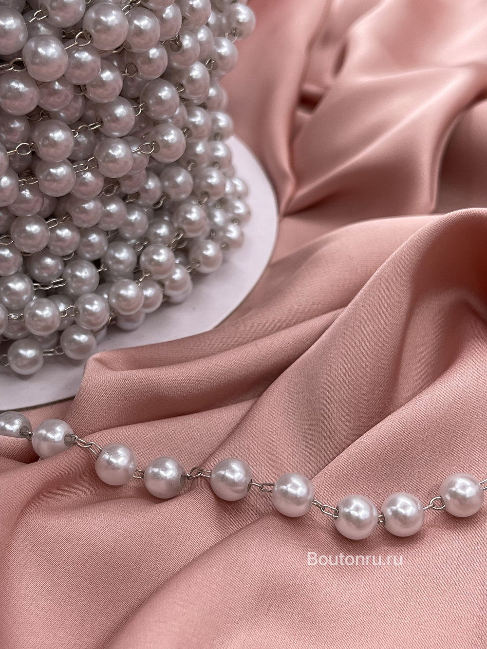 Тесьма цепь серебро с жемчугом