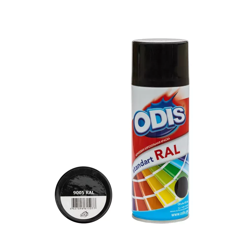 Краска-спрей ODIS черный янтарь №9005 450мл (12)