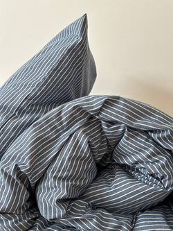 КПБ Евро с простыней на рез. 180х200 ВАРЕНЫЙ ХЛОПОК "Джинс полоса"