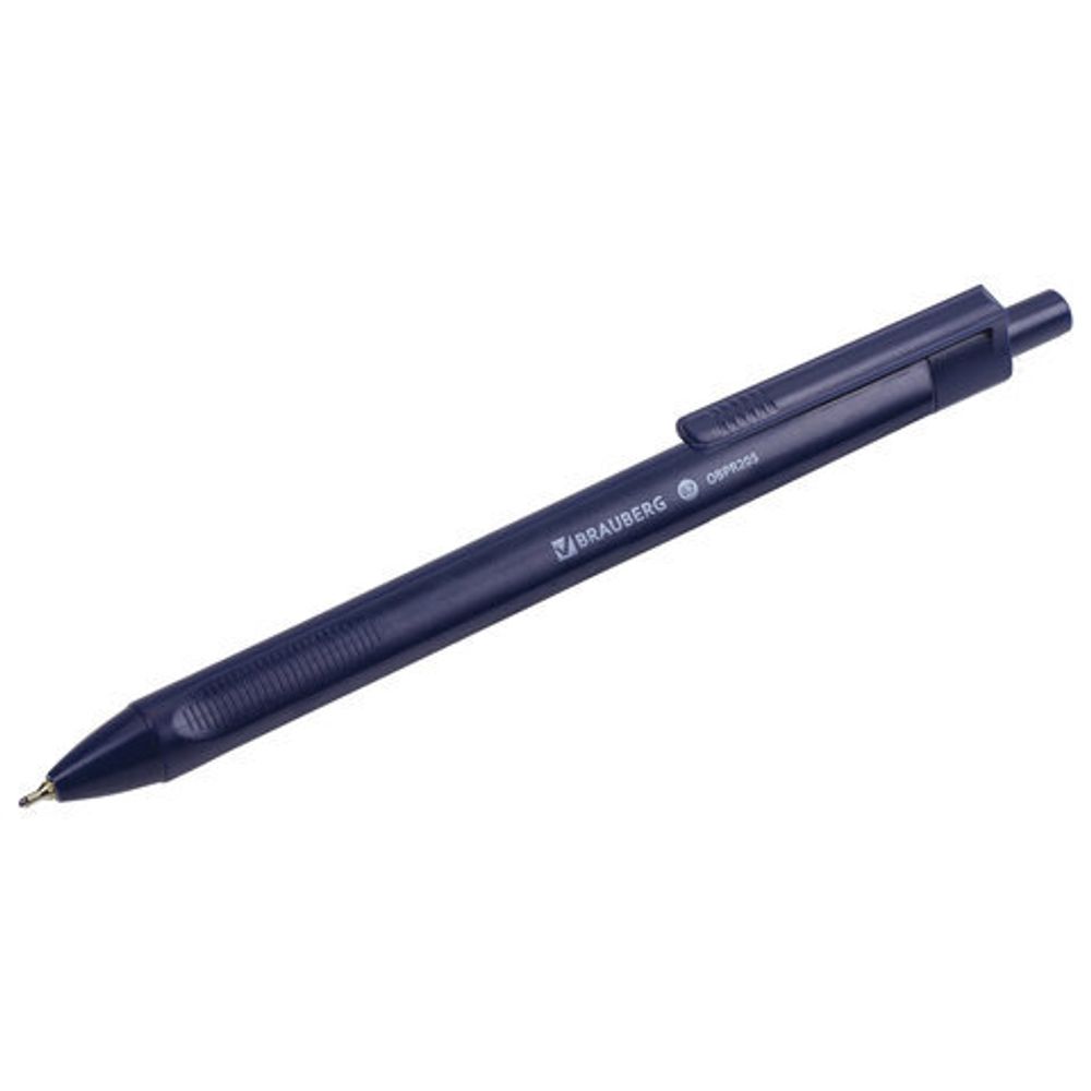 Ручка шариковая масляная автоматическая BRAUBERG "Trios", СИНЯЯ, корпус синий, узел 0,7 мм, линия письма 0,35 мм, 142822