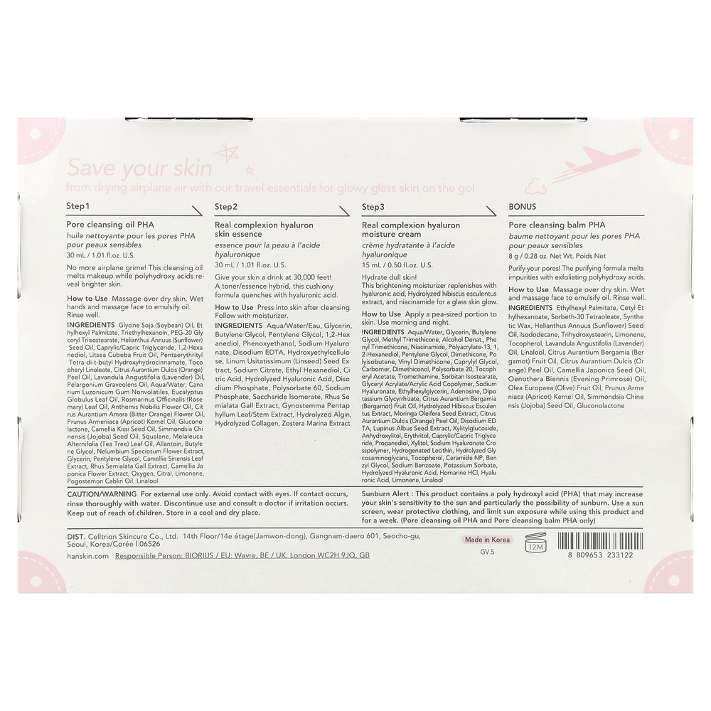 Hanskin, Organic Skin On The Go, набор из 4 предметов